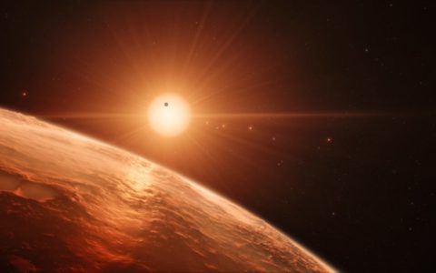 Artistieke impressie TRAPPIST-1 systeem