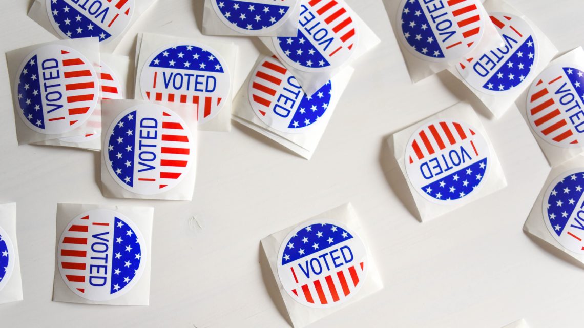 I voted-stickers die werden uitgedeeld tijdens de Amerikaanse midterms in 2018